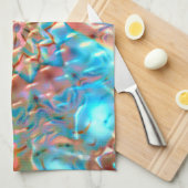 Drijvende perziken en aqua onder gehammerd glas theedoek (Quarter Fold)