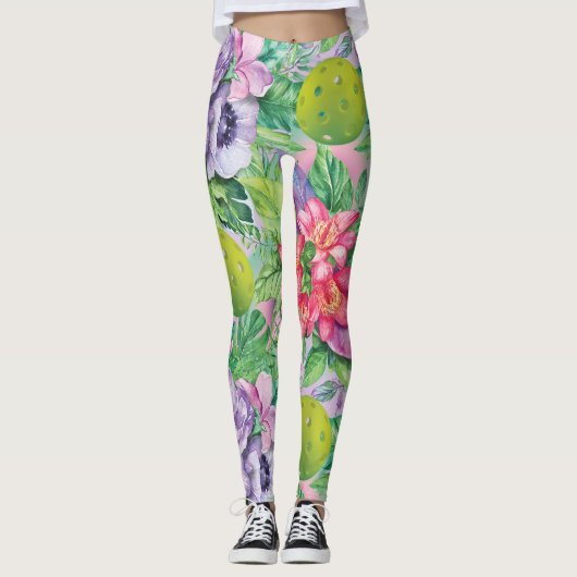 🌸 🌺 Drijvende pickleball-patroon XXL afdrukken Leggings (Voorkant)