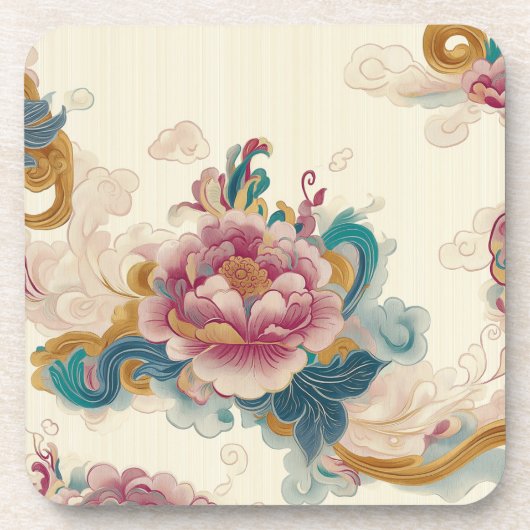 drijvende pioen bier onderzetter (Voorkant)