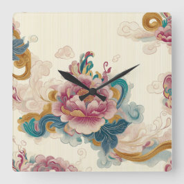 drijvende pioen vierkante klok