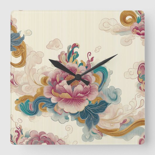 drijvende pioen vierkante klok (Voorkant)