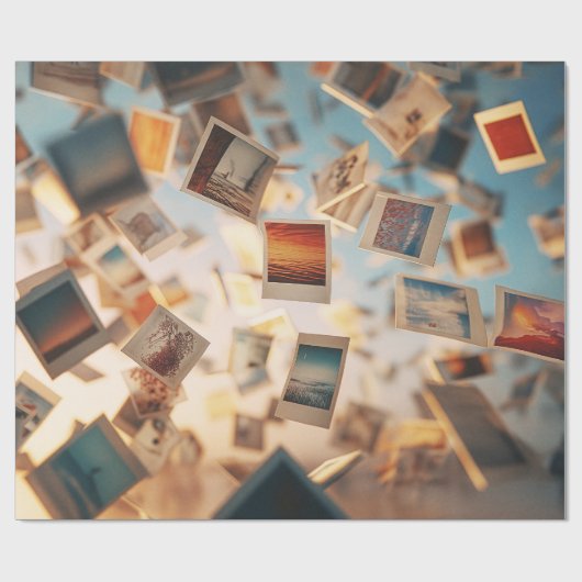 Drijvende Polaroidherinneringen Cadeaupapier (Vlak)