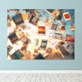 Drijvende Polaroidherinneringen Canvas Afdruk (Insitu (Houten vloer))