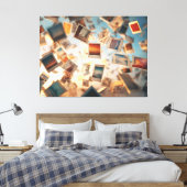 Drijvende Polaroidherinneringen Canvas Afdruk (Insitu (Slaapkamer))