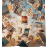 Drijvende Polaroidherinneringen Douchegordijn (Voorkant)