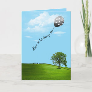 Drijvende Polka Dot Balloon Denken aan jou Kaart