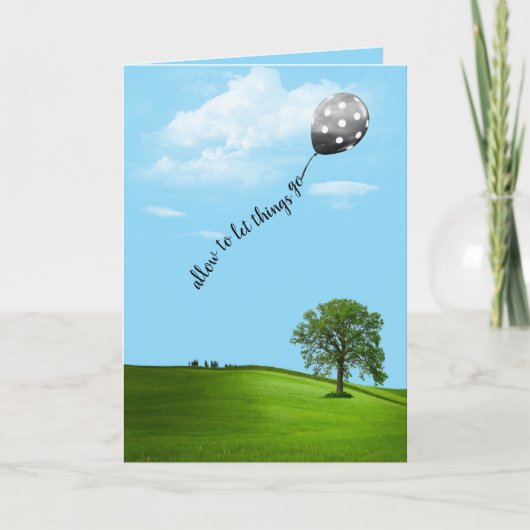 Drijvende Polka Dot Balloon Denken aan jou Kaart (Voorkant)