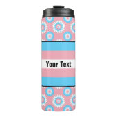 Drijvende pridevlag met roze bloembeschermlaag thermosbeker (Voorkant)