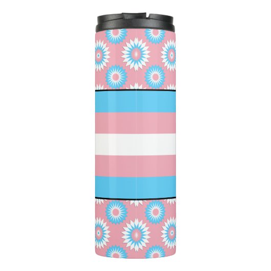 Drijvende pridevlag met roze bloembeschermlaag thermosbeker (Achterkant)