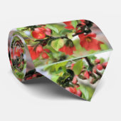 Drijvende Quince Red Blossom Art Stropdas (Opgerold)