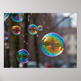 Drijvende regenbogen en reflecties poster