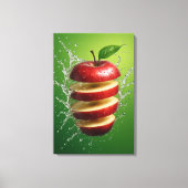 Drijvende rode appel met waterspat digitale kunst canvas afdruk (Voorkant)