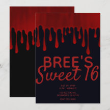 Drijvende rode bloeddruppels Halloween Sweet 16