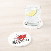 Drijvende rode harten zandsteen onderzetter (Zijkant)