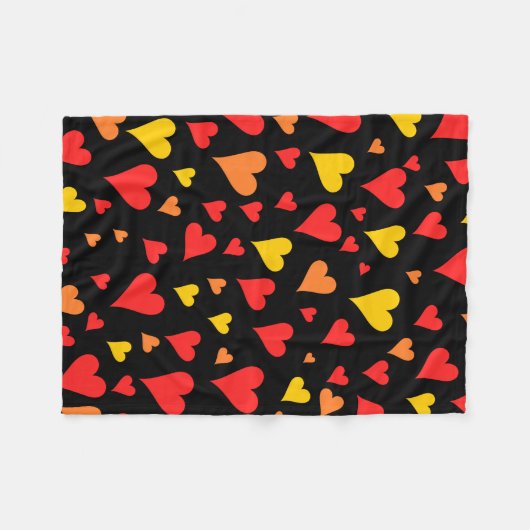 Drijvende rode, Oranje en gele harten Fleece Deken (Voorkant (Horizontaal))