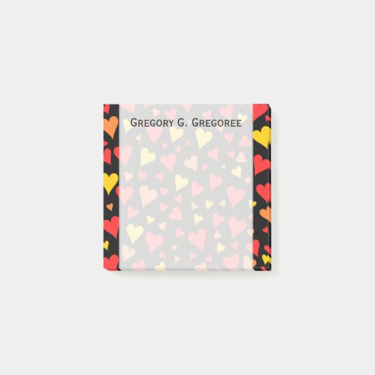 Drijvende rode, Oranje en gele harten Post-it® Notes (Voorkant)