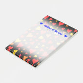 Drijvende rode, Oranje en gele harten Post-it® Notes (Schuin)