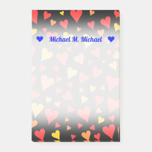 Drijvende rode, Oranje en gele harten Post-it® Notes