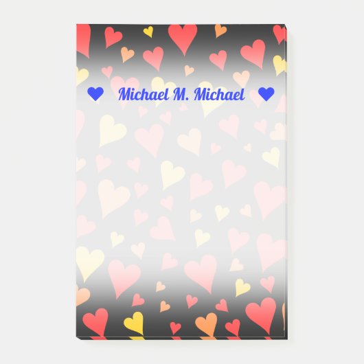 Drijvende rode, Oranje en gele harten Post-it® Notes (Voorkant)