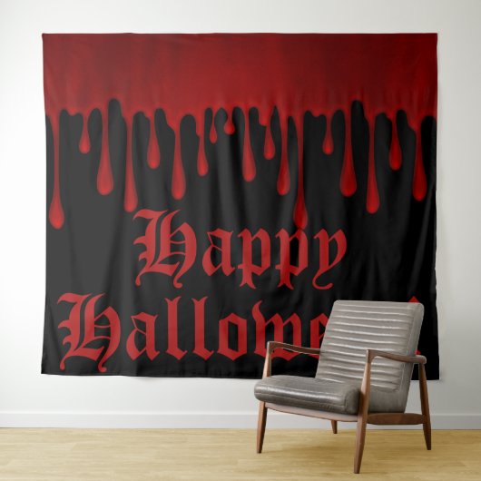 Drijvende rode vlek druppelt halloween party op wandkleed (In Situ (horizontaal))