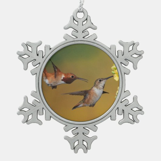 Drijvende roofvogel tin sneeuwvlok ornament (Voorkant)