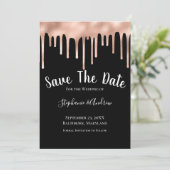 Drijvende Roos Gold Black White Trendy Wedding Save The Date (Staand voorkant)