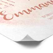 Drijvende Roos Gold Glitter Child Name Nursery Poster (Hoek)