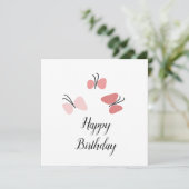 Drijvende roze Butterflies Happy Birthday (Staand voorkant)