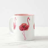 Drijvende roze flamingos Gift Tweekleurige Koffiemok (Voorkant links)
