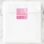 Drijvende roze harten Dank je Vierkante Sticker (Tas)