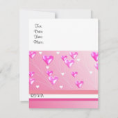 Drijvende roze harten uitnodiging op zaterdag (Achterkant)