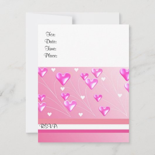 Drijvende roze harten uitnodiging op zaterdag (Achterkant)