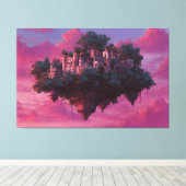 Drijvende Roze Hemel Citadel Canvas Afdruk (Insitu (Houten vloer))