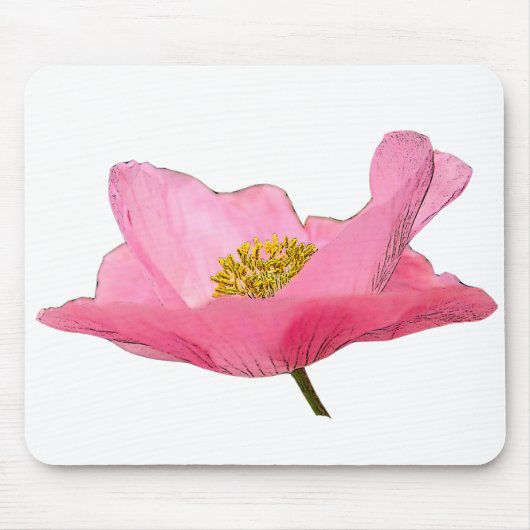 Drijvende roze papavery close-up muismat (Voorkant)