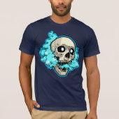 Drijvende schedel met wervelende blauwe rook t-shirt (Voorkant)