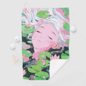 Drijvende sereniteit Water Nymph Anime Girl Golfhanddoek (Insitu)