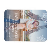 Drijvende sneeuwvlokken Winterfoto Opslaan Datum Magneet (Horizontaal)