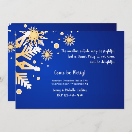 Drijvende sneeuwvlokken Winteruitnodiging Kaart (Voorkant / Achterkant)