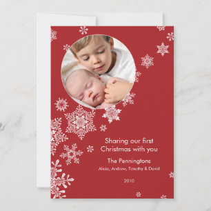 Drijvende Snowflakes eerste kerstfeestdag foto Feestdagenkaart