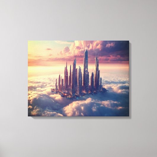 Drijvende Stad Canvas Wall Art Surreal Dream Decor (Voorkant)