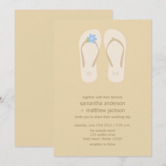 Drijvende strinteruitnodigingen - blauwe trap kaart (Voorkant / Achterkant)