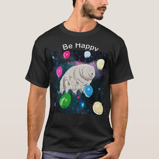 Drijvende Tardigrade in Ruimte met ballonnen T-shirt (Voorkant)