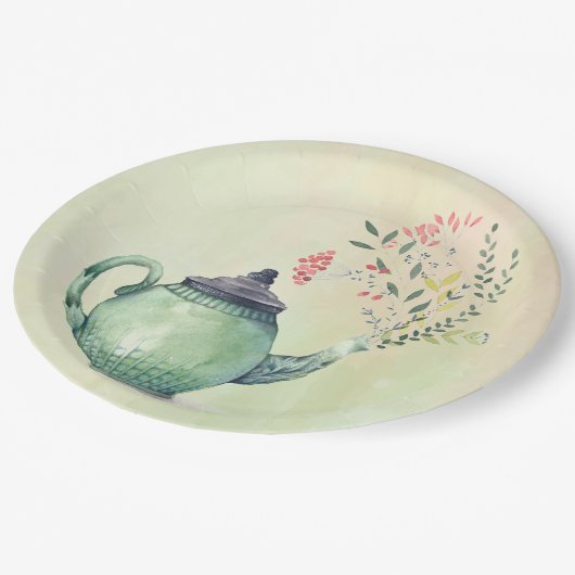 Drijvende teapot papieren bordje (Gekanteld)