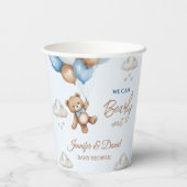 Drijvende teddybeer blauw Baby shower Papieren Bekers (Achterkant)
