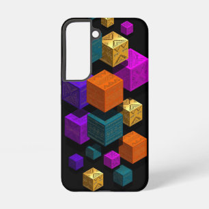 Drijvende Tribale Kubussen - 3D Isometrisch Goud T Samsung Galaxy Hoesje
