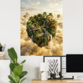 Drijvende Tuin Eiland Fantasie Kunst Poster (Thuiskantoor)