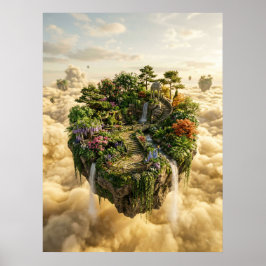 Drijvende Tuin Eiland Fantasie Kunst Poster