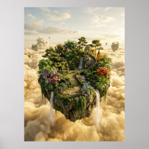 Drijvende Tuin Eiland Fantasie Kunst Poster