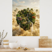 Drijvende Tuin Eiland Fantasie Kunst Poster (Keuken)