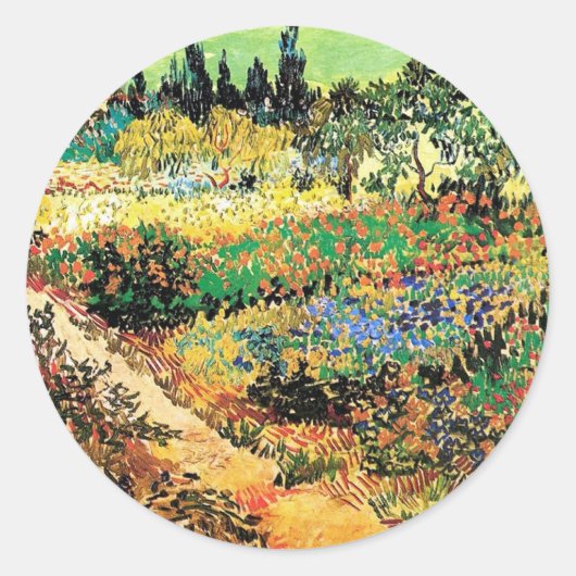 Drijvende tuin met pad, Vincent van Gogh Ronde Sticker (Voorkant)